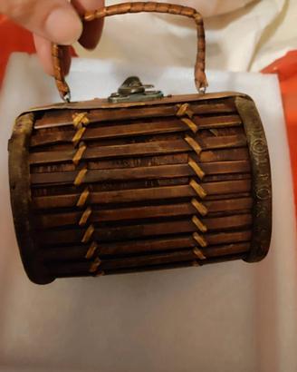 mini borsa in legno con manico