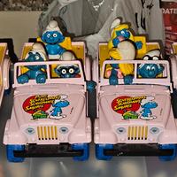 9 puffi e 3 puffette Pejo/Schleich con 4 Jeep Bura