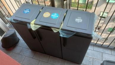 Set pattumiere da esterno con 3 ante e coperchi