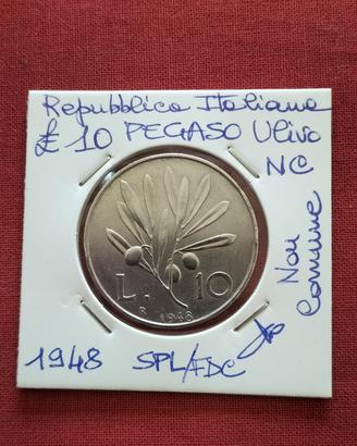 Lire 10 Pegaso ulivo 1948 NC