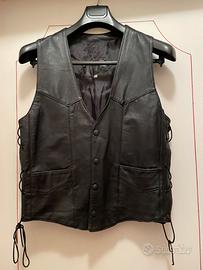 Gilet biker in pelle