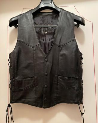 Gilet biker in pelle