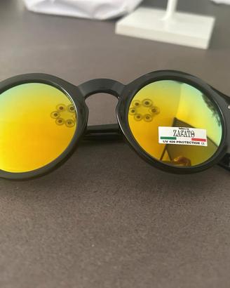 occhiale tondo con lente gialla polarizzata