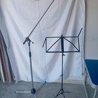 asta porta microfono più leggio richiudibili 