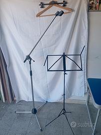 asta porta microfono più leggio richiudibili 