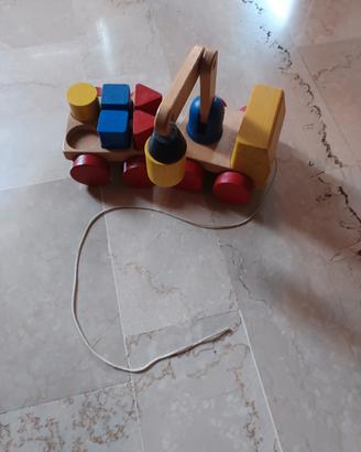 gioco camion gru di legno 