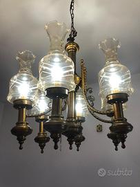 Lampadario in ottone degli anni 50