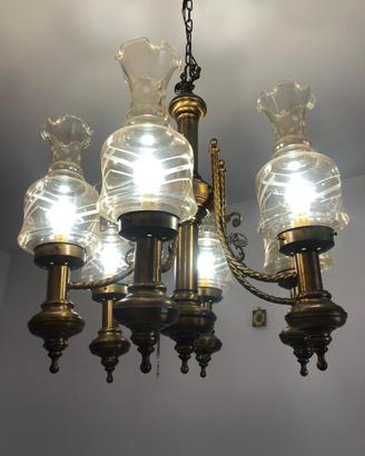 Lampadario in ottone degli anni 50