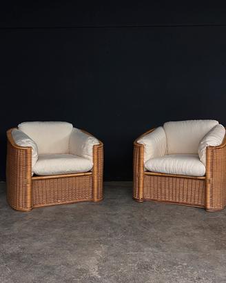 2 Poltrone in vimini anni 60/70