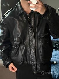 Giacca aviatore schott in pelle nera