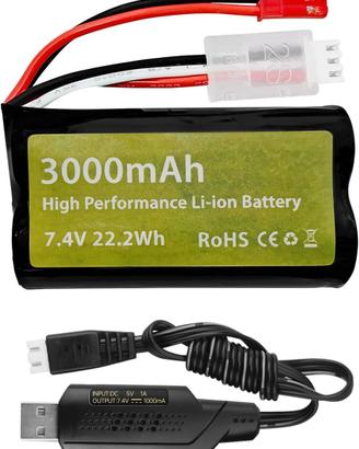 Batteria Li-Ion 7.4V 3000mAh JST-2P + USB