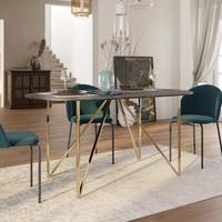 Tavolo 160x90 top in vetro effetto marmo