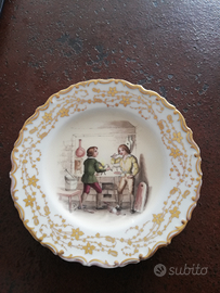 Piatto antico dell' 800 dipinto con scena