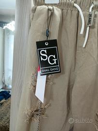 Jeans Small Gang beige strappati