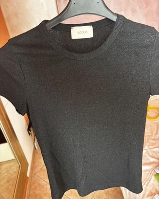 T shirt m/ corta lurex nera Vicolo Tg. Unica