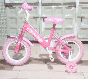 Bici Bambina 12" Pinky Girl con Rotelle /3-5 anni