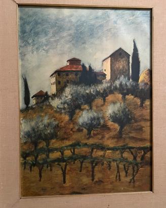 Quadro Ottone Rosai Paese con pergolati