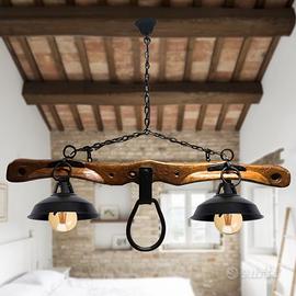 lampadario bilanciere gioco 2 luci rustico antico