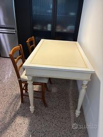 Tavolo artigianale 130x80 + 5 sedie legno e paglia