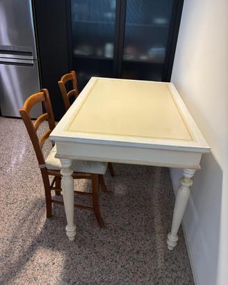 Tavolo artigianale 130x80 + 5 sedie legno e paglia