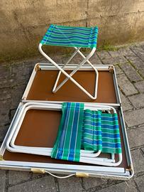 Tavolino pieghevole da campeggio con 4 sedie