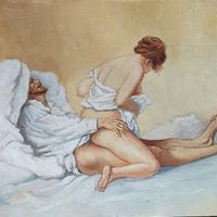 dipinto olio su cartoncino titolo sensualità