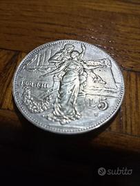 Moneta 5 Lire 1911 Cinquantenario - Unità d'Italia