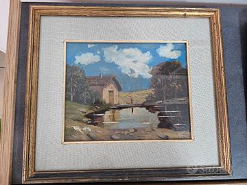 Quadro dipinto olio su tela incorniciato 