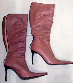 STIVALI IN PELLE MARRONE ROSSICCIO DONNA TAGLIA 38