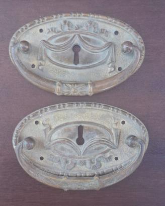 Coppia Maniglie Antiche Bronzo Bocchette