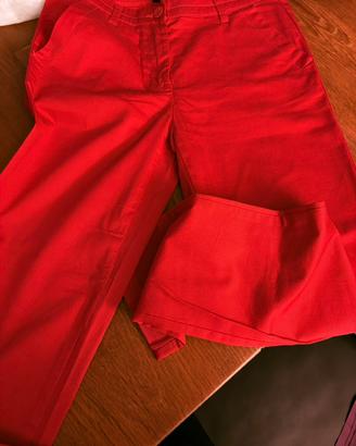 Pantaloni in cotone nuovi Sisley rossi