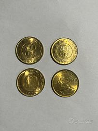 Set quattro monete da 200 lire anni 1977-1980
