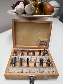 Set di 12 frese per legno in scatola di legno