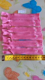 6 zip cerniera rosa nuove 14 cm 