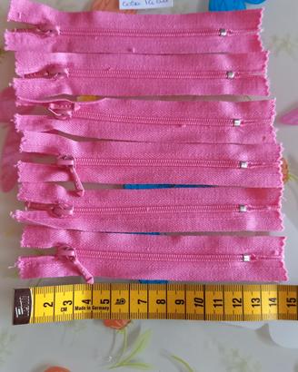 6 zip cerniera rosa nuove 14 cm 