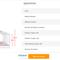 GAZEBI 5 X 8   H 2 MT. LATERALI H 2.80 AL CENTRO