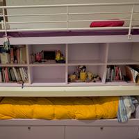 Letto a castello multifunzionale bianco e lilla