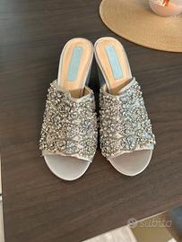Sabot argento con strass nuove 36 tacco medio