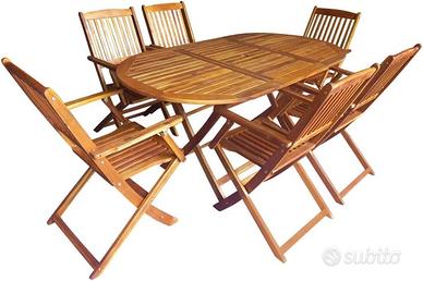 Set da Pranzo per Esterni 7 pz Tavolo e Sedie