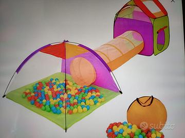 tenda con tunnel e palline
