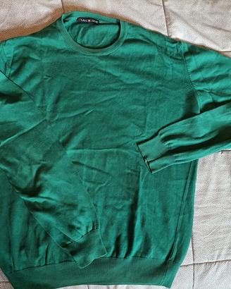 Maglioncino in cotone, Pull Love verde bottig