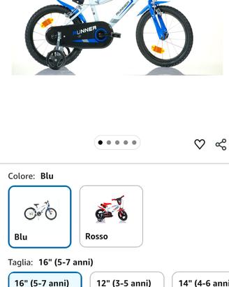 SCH Bicicletta da 16 bambino 5/7 anni 