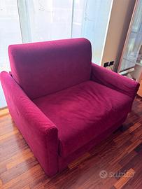 Poltrona letto bordeaux in microfibra – nuova!
