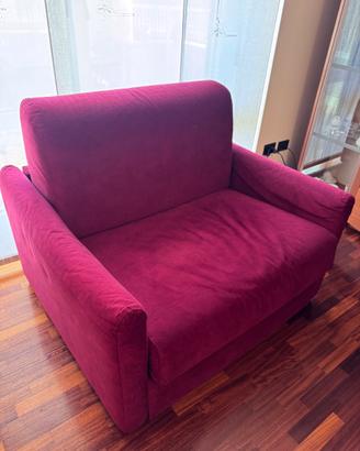 Poltrona letto bordeaux in microfibra – nuova!