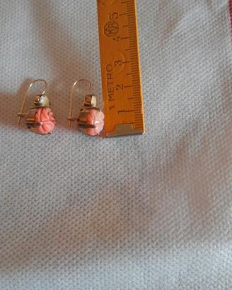 ORECCHINI VINTAGE IN ORO 9 KT (375) CON CORALLO