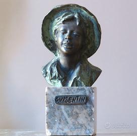 G. VISENTIN - BUSTO  RAGAZZO - SCULTURA IN BRONZO