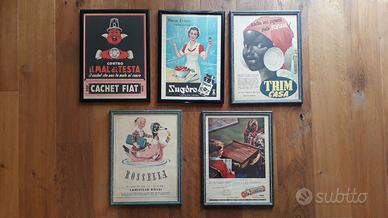 5 Pubblicità anni 50/60 originali epoca poster