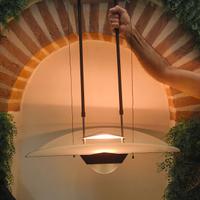 lampadario sospeso vetro e metallo Space Age