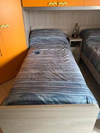 Coppia di Letti Singoli Moderni Color Legno Chiaro