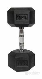 Manubri Hex Rubber Dumbbell Copie 15/15kg
